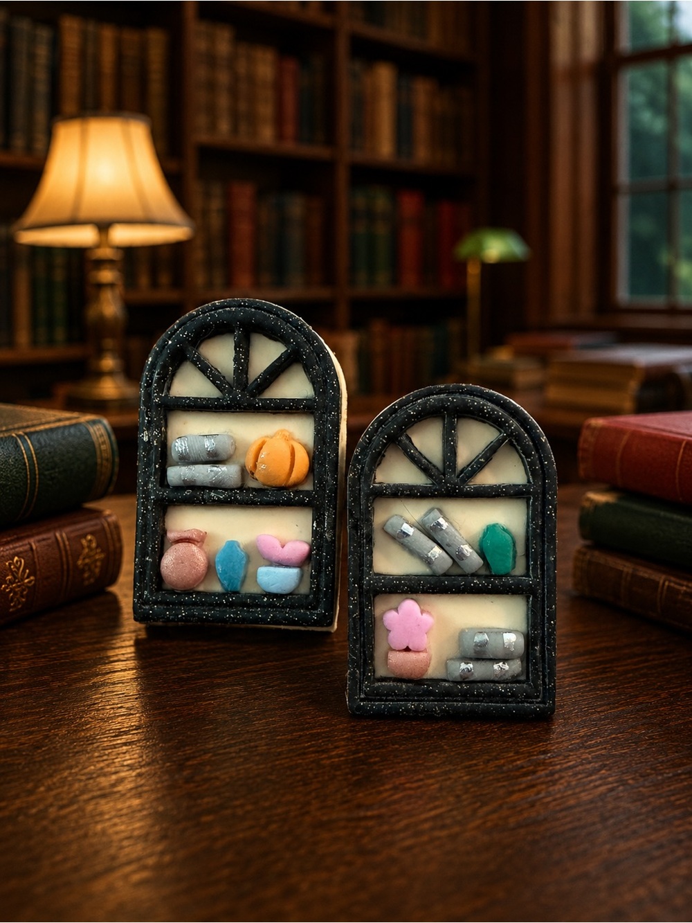 Bookshelf Handmade Polymer Clay Earrings